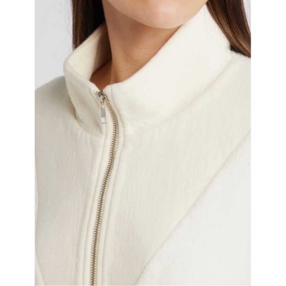 NEW THE GREAT. The slouch mixed media half-zip pullover washed white ivory sz 1 - Picture 5 of 9